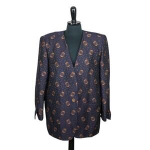 Vintage Achille Dattilo Blazer Jacket Blue Copper Shoulder Pads 80s90s